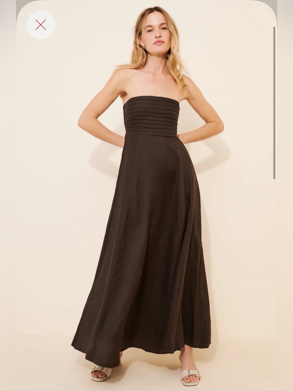Lusana Talia Chocolate Linen Maxi Dress